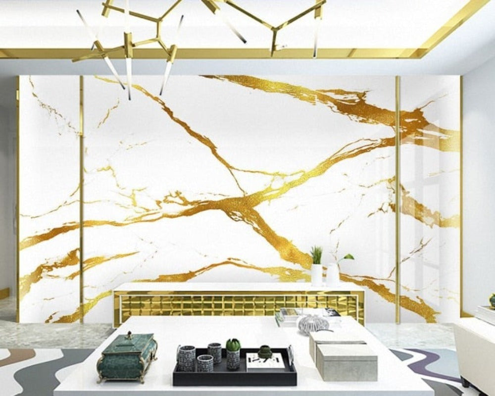 3D Wallpaper Golden Marble